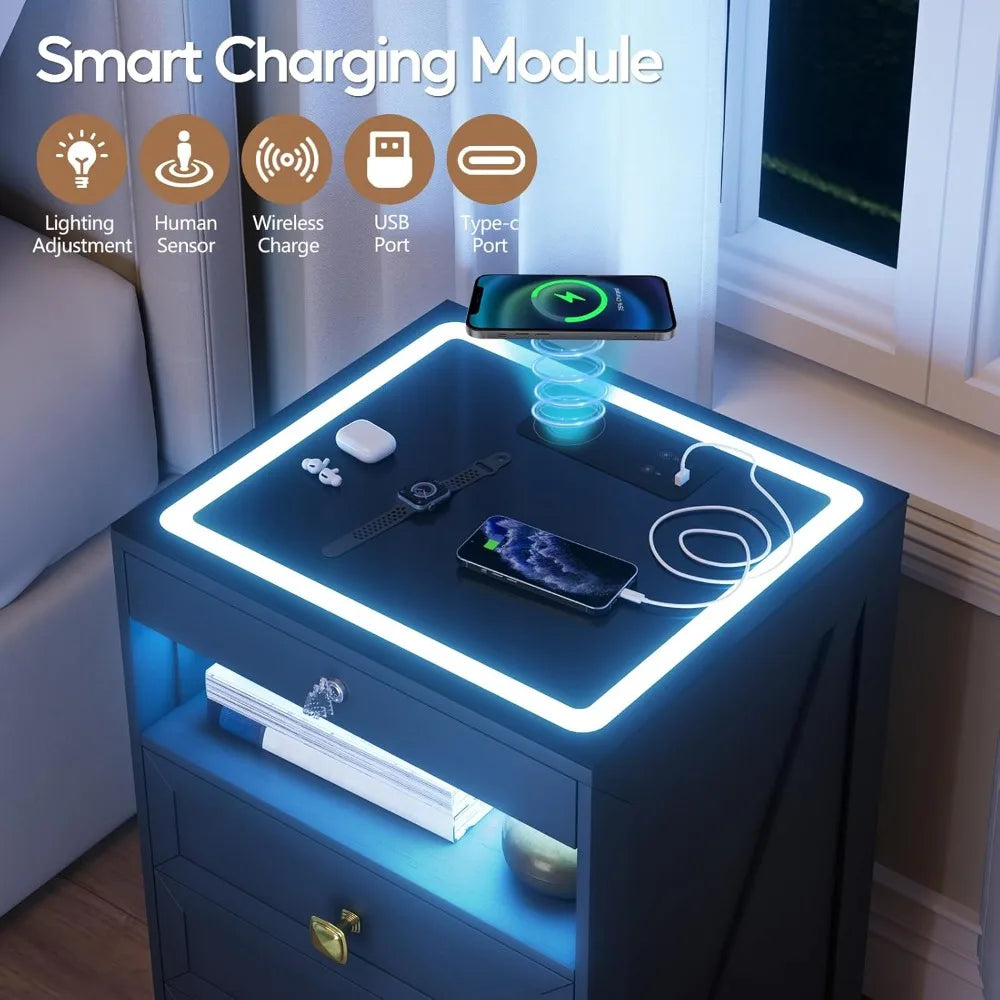 Smart Nightstand with Lock Drawer