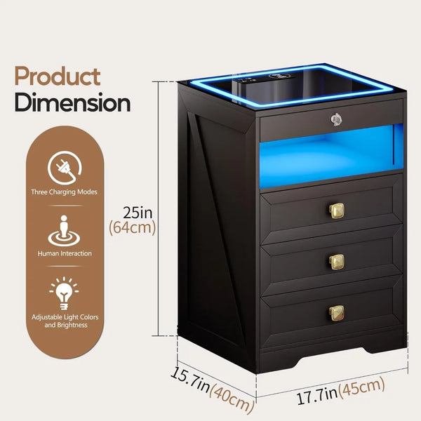 Smart Nightstand with Lock Drawer