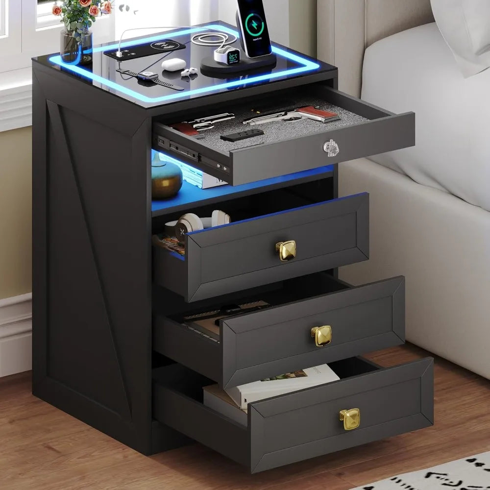 Smart Nightstand with Lock Drawer